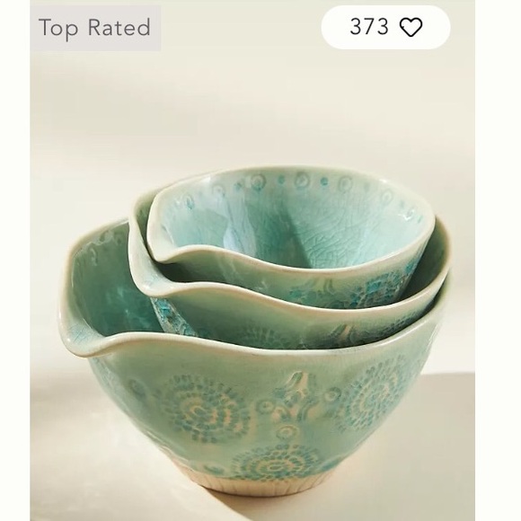 Anthropologie Handmade Glazed Stoneware Measuring Cups Bowls New In Box - Picture 3 of 11